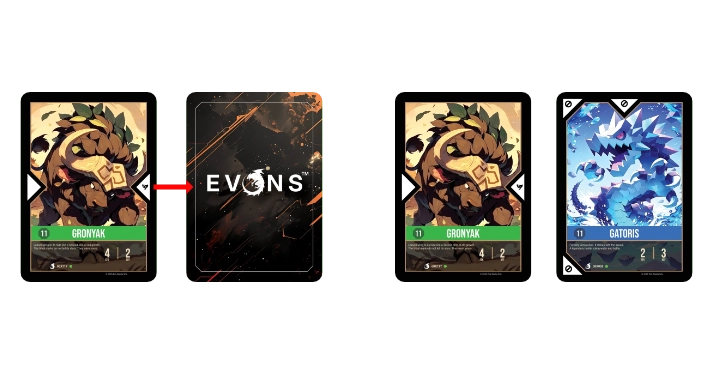 Growth places a covered card (turn 1). It stays covered until another effect interacts with it.