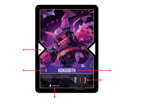 A monster card — every stat and mechanic is communicated through icons, no text.