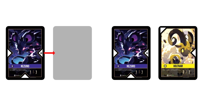 Resurrection revives from graveyard — cost must not exceed active card's cost.