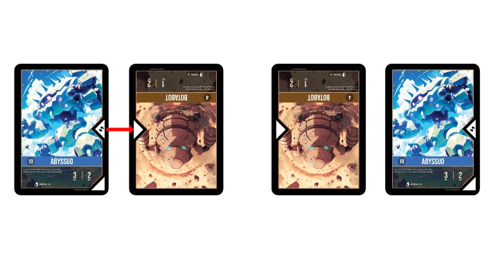 Swap exchanges positions. The active card does not reactivate via swap. The moved card may.